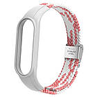 Ремінець Braided Nylon Strap для Xiaomi Mi Band 3 / 4 / 5 / 6 / 7 White Pink, фото 3