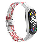 Ремінець Braided Nylon Strap для Xiaomi Mi Band 3 / 4 / 5 / 6 / 7 White Pink, фото 4