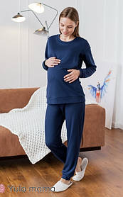 Тепла комфортна піжама для вагітних і годуючих мам з начосом Wendy S Юла Мама Синій NW-5.7.1
