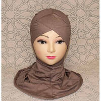 Подхиджабник наискосок (с нахлёстом) Capraz Hijab Bone Ecardin Тёмный Беж