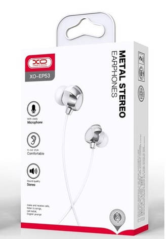 Навушники XO EP53 in-ear 3.5mm earphone White, фото 3