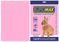 Бумага цветная А4 80г/м2 Pastel розовая 50 листов BUROMAX ВМ.2721250-10