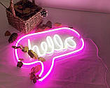 Настінний неоновий світильник нічник HELLO 43*31 см, фото 2
