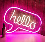 Настінний неоновий світильник нічник HELLO 43*31 см, фото 3