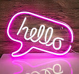 Настінний неоновий світильник нічник HELLO 43*31 см, фото 6