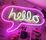 Настінний неоновий світильник нічник HELLO 43*31 см, фото 4
