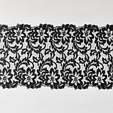 Ажурне мереживо, вишивка на сітці: чорного кольору нитка, чорного кольору сітка, ширина 21 см, фото 5