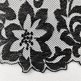 Ажурне мереживо, вишивка на сітці: чорного кольору нитка, чорного кольору сітка, ширина 21 см, фото 7