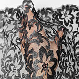 Ажурне мереживо, вишивка на сітці: чорного кольору нитка, чорного кольору сітка, ширина 21 см, фото 8