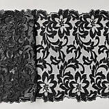 Ажурне мереживо, вишивка на сітці: чорного кольору нитка, чорного кольору сітка, ширина 21 см, фото 6