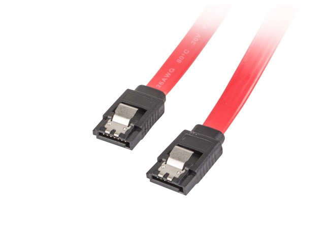 Lanberg Cable SATA III 0.5m F/F red metal snaps, фото 1