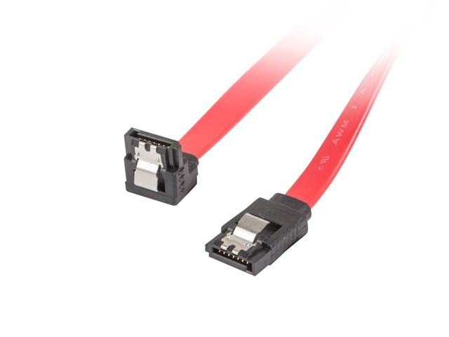 Lanberg Cable SATA III 0.5m F/F red angular metal snaps, фото 1