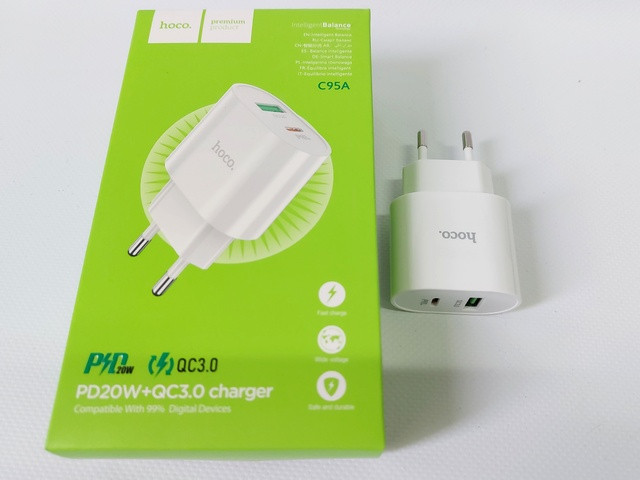 Зарядний пристрій 220В USB+Type-C 3А Quick Charge (Hoco) C95A