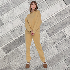 Костюм жіночий спортивний зимовий на байку р.М кремовий (кофта кенгуру+штани) ISSA PLUS 30037003