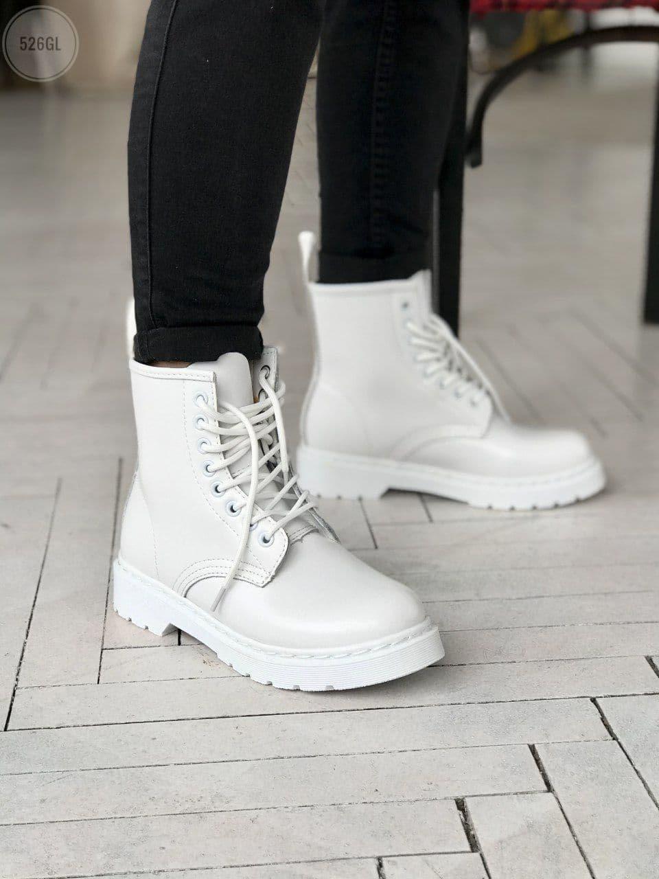Жіночі ботинки Др Мартінс Жадон білі. Ботинки Dr. Martens Jadon White БЕЗ ХУТРА., фото 1