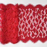 Ажурне французьке мереживо шантильї (з війками) червоного кольору, ширина 23 см, довжина купона 3,0 м., фото 7