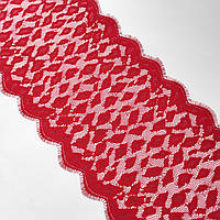 Ажурное французское кружево шантильи (с ресничками) красного цвета шириной 23 см, длина купона 3,0 м.