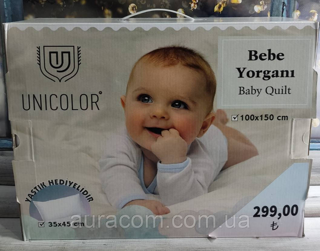 Дитяча ковдра з подушкою з мікрокотону, для новонароджених, Unicolor, Туреччина, фото 1
