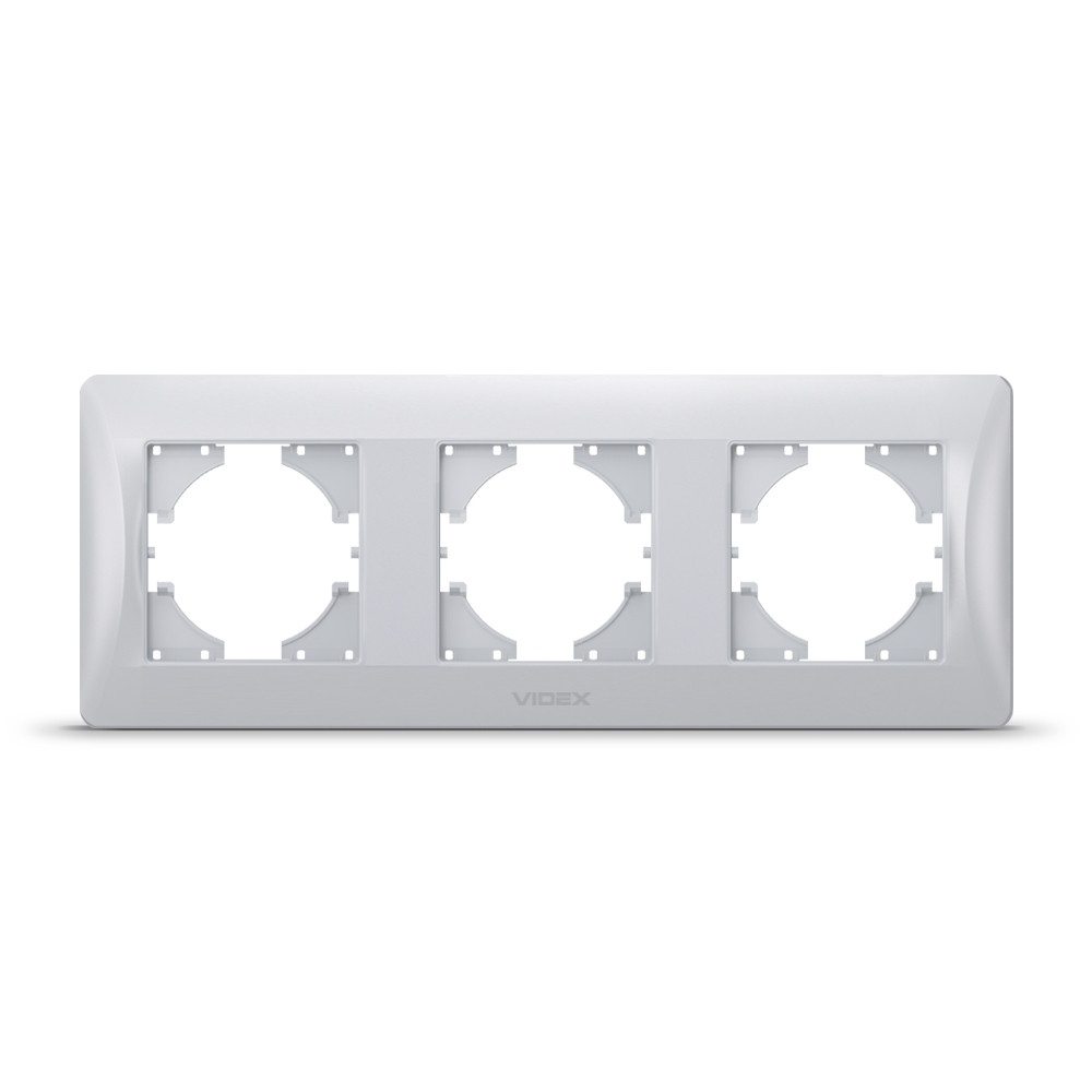 Рамка 3-місна Videx Binera пластик срібний шовк горизонтальна