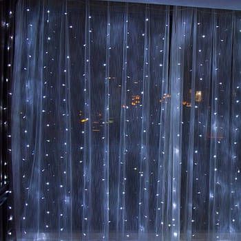 Гірлянда Штора "Водоспад", від мережі, 3х2м, 320LED, RD-7154, Білий / Новорічна гірлянда на вікно, 8 режимів