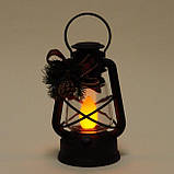 Підсвічник-ліхтар зі свічкою LED чорний 27754, фото 2