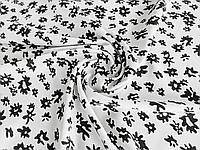 Штапель-твил Бельмондо квіткова абстракція, білий