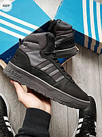 Высокая мужская обувь ТЕРМО Adidas Ultra Boost. Удобные зимние кроссы для парней Адидас черного цвета.