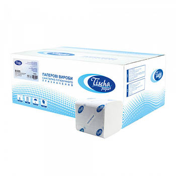 Туалетний папір листовий, целюлозний, білий, V-складка, без тиснення, 300 аркушів. B-305.