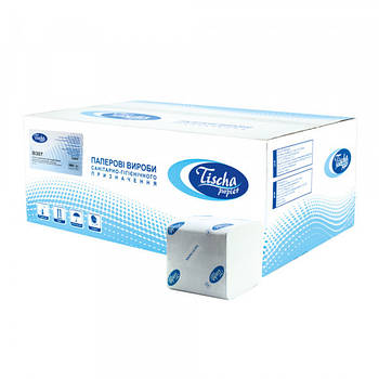 Туалетний папір листовий, целюлозний, білий 1 шар, V- складка, 250 аркушів. B-307