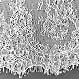 Ажурне французьке мереживо шантильї (з війками) білого кольору шириною 21 см, довжина купона 3,1 м., фото 8