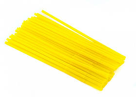 Трубочка для коктейлю кругла, жовта з гофрою 6 × 260 мм