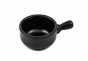 Соусник круглий з ручкою 40 мл, з меламіну, чорний, 86 × 58 × 30 мм