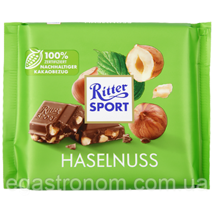 Шоколад Ріттер Спорт фундук Ritter Sport hazelnuts 100g 12шт/ящ (Код: 00-00013106)