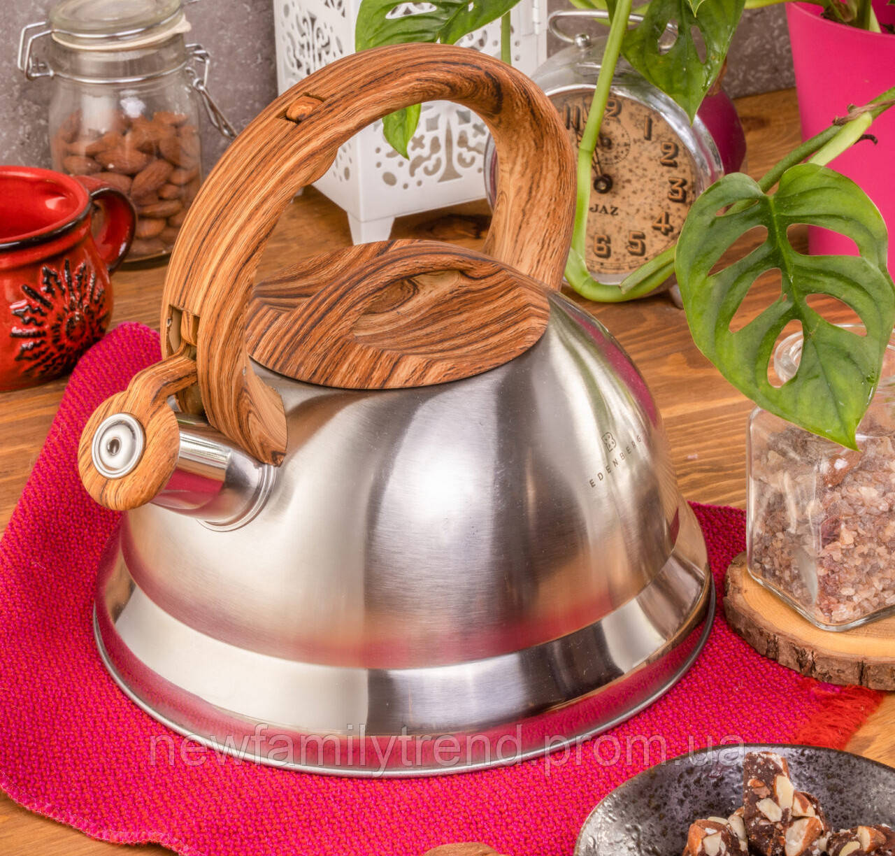 Чайник зі свистком 3 л із неіржавкої сталі Edenberg EB-1349 Чайник для індукційної плити Чайник газовий, фото 1