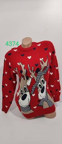 В'язані жіночі вовняні светри новорічні оптом G 4374, фото 2