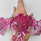 Ажурне мереживо вишивка на сітці: рожева, сіра, золотиста нитка по рожевій сітці, ширина 8 см, фото 6