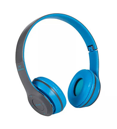 Бездротові bluetooth стерео гарнітура навушники P47 блакитні, фото 1