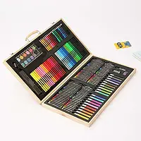 Набор для рисования 180 шт в деревянном чемодане / Детский набор для художника