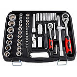 Набір ключів DEGET 108 елементів Набір головок + тріщотки Інструменти в чемодані з металевими защолками ПОЛЬША, фото 2