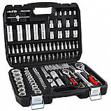 Набір ключів DEGET 108 елементів Набір головок + тріщотки Інструменти в чемодані з металевими защолками ПОЛЬША, фото 4