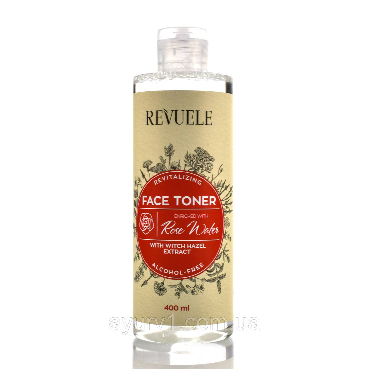 Тонер для обличя, рожева вода, Face Toner, Rose Water with Hazel Extract, Revuele, 400 ml