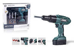 Шурупокрут іграшковий T 112, на батарейках, 3 насадки, реверс-режим, Набір інструментів дитячий