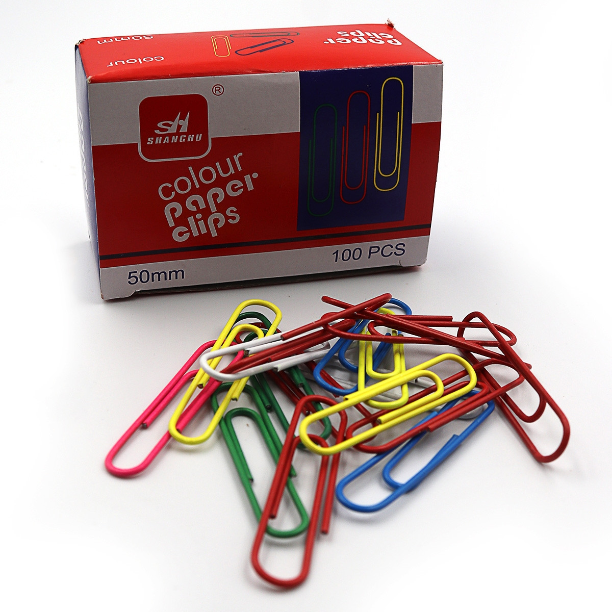 Скріпки канцелярський колір., 50 мм, 100 шт.