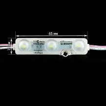 Світлодіодний модуль 3 діоди SMD5630 1,5W Samsung 6500K, 12V, IP68 білий, фото 3