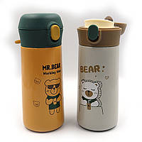 Пляшка-термос для води "Mr. Bear" 350ml, з петлею подвійн. стін.mix 1 шт./етика