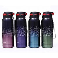Пляшка-термос для води "Snow" 500ml, mix з труб., петлею подвійно. стін.1 шт./етик.