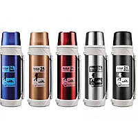 Термос "24" 1200ml, mix з ручкою та петлею подвійний. стін.1 шт./етика