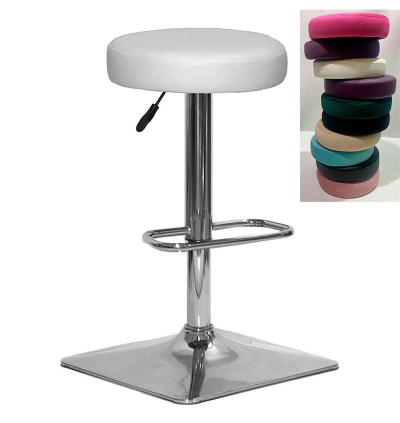 Барний табурет Key Bar 4-CH-Base екокожа колір білий на квадратній хромованій опорі, фото 1