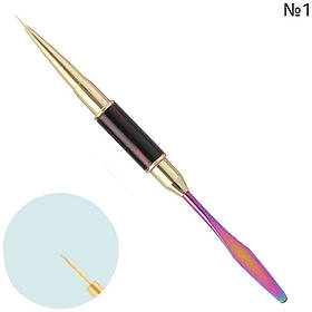 Двосторонній тонкий пензлик-лайнер (№1) для малювання та полігеля + шпатель (З ковпачком)