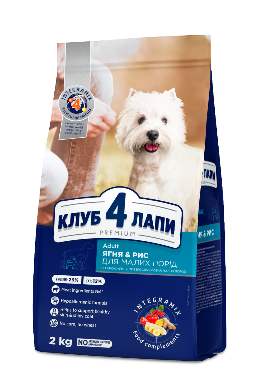Сухий корм Клуб 4 Лапи Premium для дорослих собак малих порід з ягням та рисом 2 кг